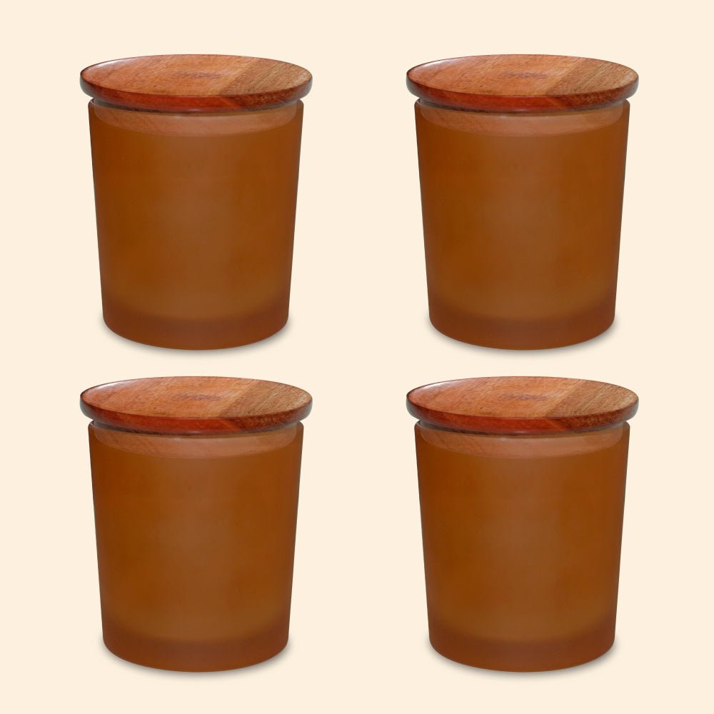 Shoprythm Packaging,Cosmetic Jar Amber Frosted Glass Jar with Wooden Lid Shoprythm Packaging,Cosmetic Jar Amber Frosted Glass Jar with Wooden Lid